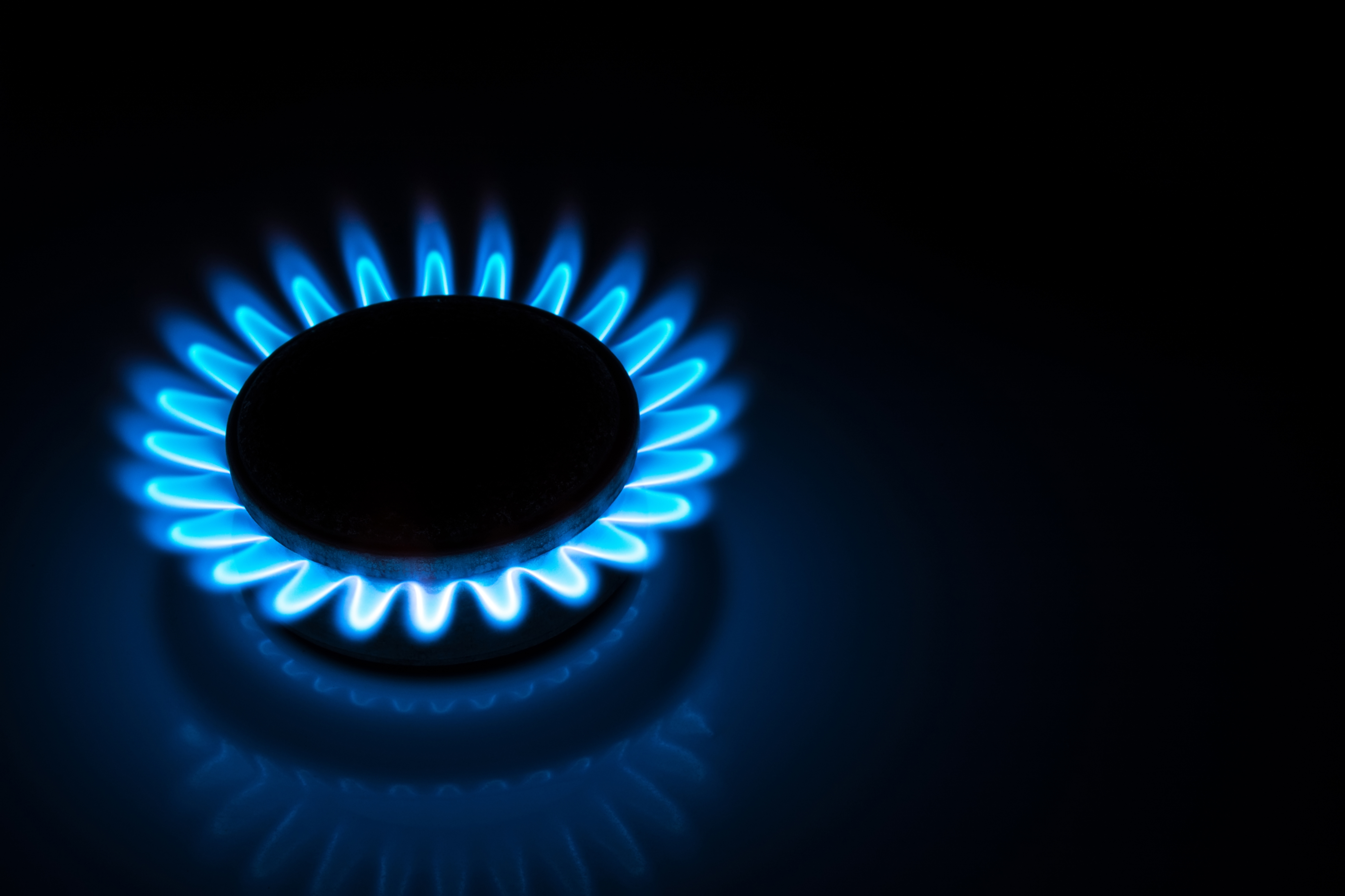 A blue gas flame.